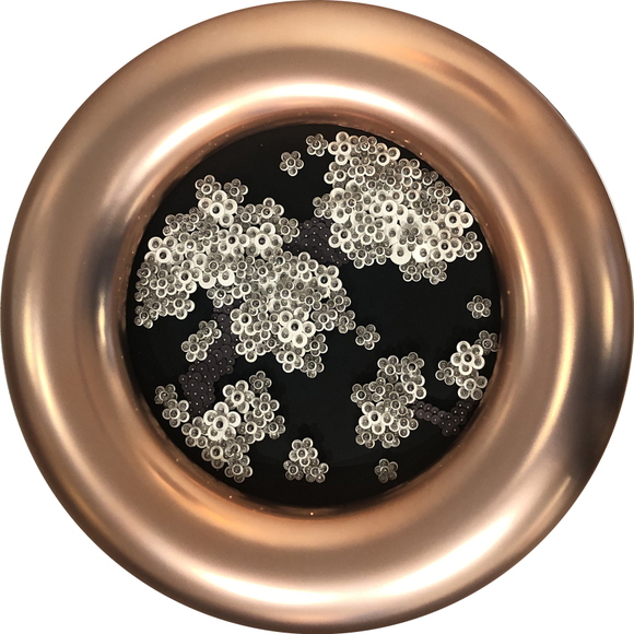 Nothing forever_B3, 2021, Paper buttons, crystals, beads, Plexiglass on LED lights&nbsp;