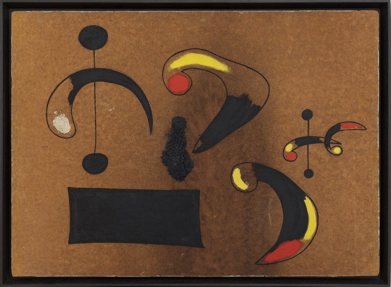 Joan Mir&oacute;  Peinture, 1936  Oil, casein, tar and sand on masonite  30 3/4 x 42 1/2 inches (78 x 108 cm)  &copy; Successi&oacute; Mir&oacute; / Artists Rights Society (ARS), New York / ADAGP, Paris 2026