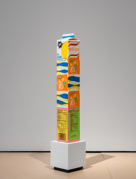 Jonathan Seliger  Opposites Attract, 2008  oil, acrylic, modeling paste on canvas with wood pedestal  34 x 6 x 6 inches including pedestal