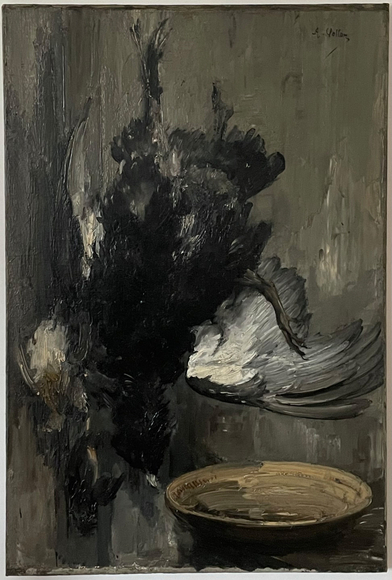 oil painting of a bird from the 19th century