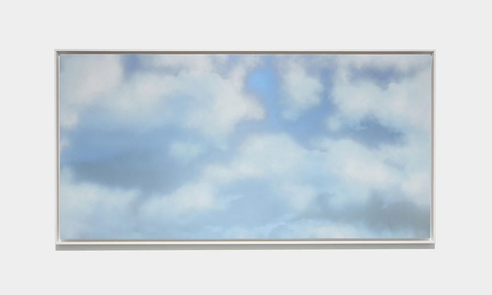 Yuugumo (Evening Cloud) June 27 2025 7:56 PM CT, 2025, ink, micronized pure silver, resin &amp;amp; urethane on aluminum composite, 50 x 98 inches/127 x 249 cm