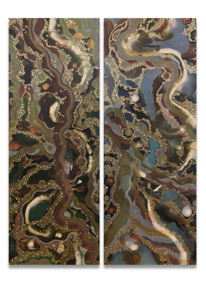 Every Element, 2025, acrylic and ink on canvas, 96 x 72 inches/243.8 x 182.9 cm