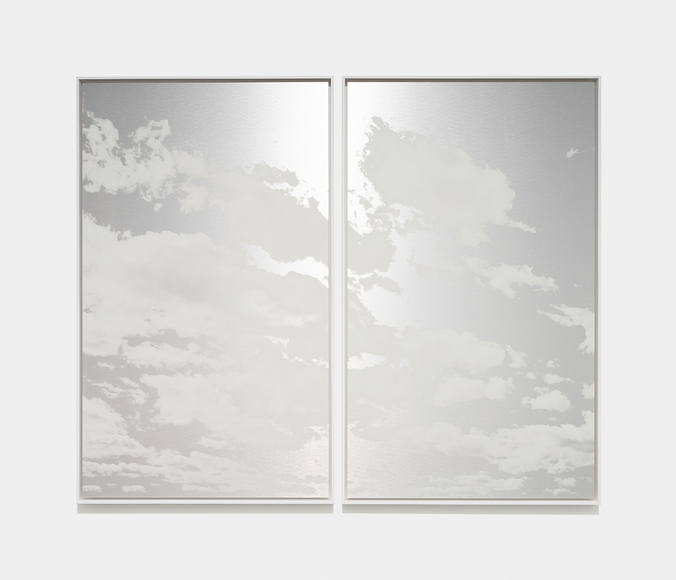 Kumo (Cloud) Diptych January 21 2023 NYC, 2023, ink on aluminum composite, 60.5 x 73 inches/153.7 x 185.4 cm