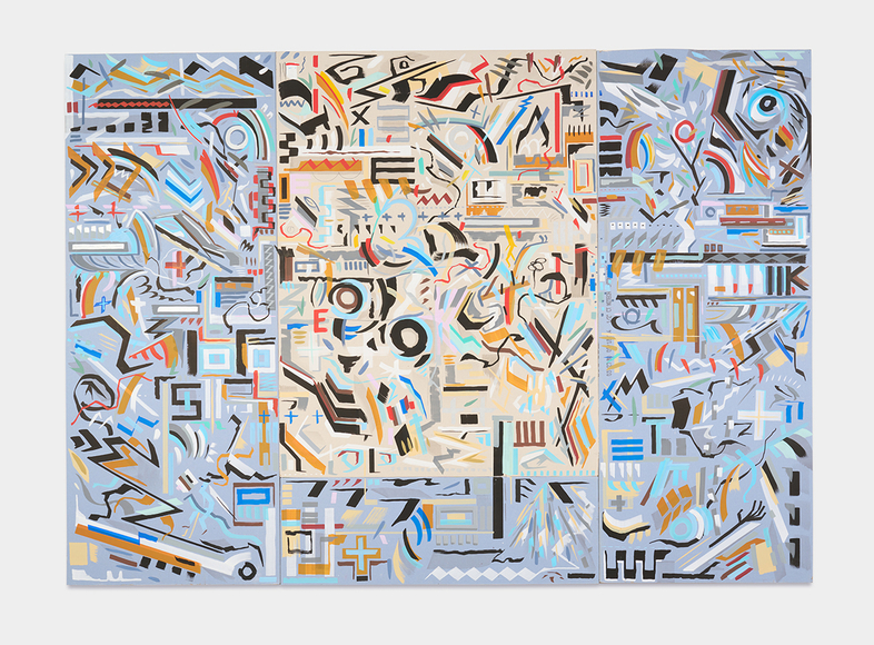 A Fraction of the Sum, 2024, mixed media on Sheetrock panel, 60 x 84 inches/152.4 x 213.4 cm
