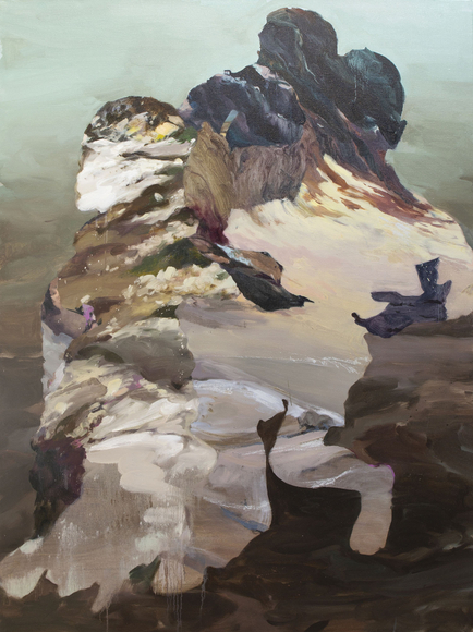 Peihang Benoit, Let's Go for a Great Hike in the Snow, 2024, oil, oil stick, and acrylic on linen, 63 x 47.2 inches/160 x 120 cm