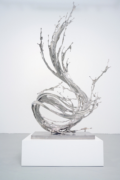 Zheng Lu, Water in Dripping - Profound, 2024, stainless steel, 80.3 x 39.4 x 39.4 inches/204 x 100.1 x 100.1 cm