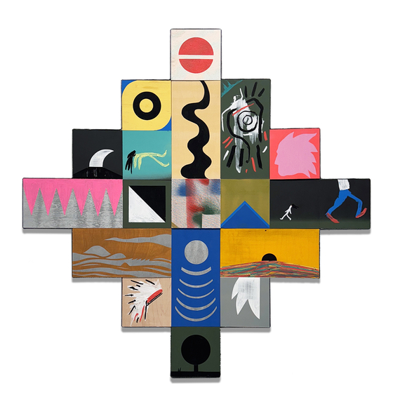 Follow the Sound, 2025, mixed media, 42 x 42 inches/106.7 x 106.7 cm