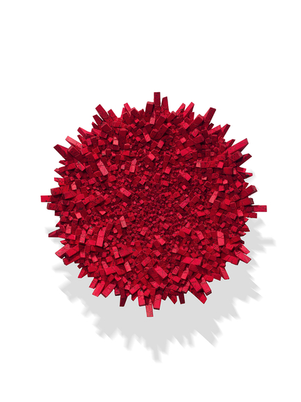 Chun Kwang Young, Aggregation 23 - MA048 (Star 8), 2023, mixed media with Korean mulberry paper, 33.5 x 33.5 inches/85 x 85 cm
