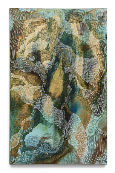 Feather, 2025, acrylic and ink on canvas, 48 x 30 inches/122 x 76.2 cm