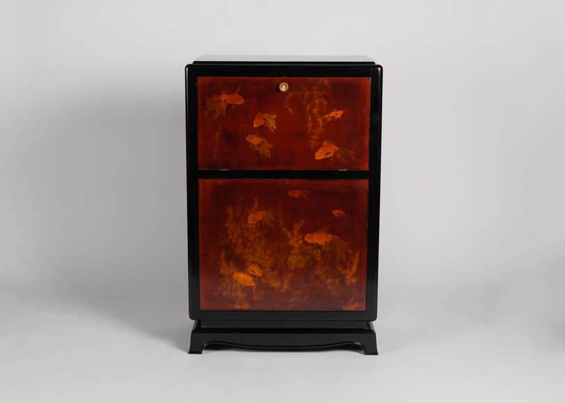 Early Art Deco Lacquered Bar Cabinet