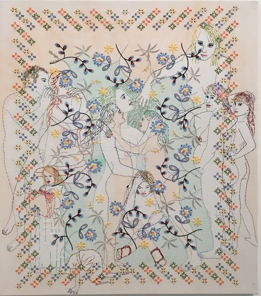 Hand embroidered vintage linen