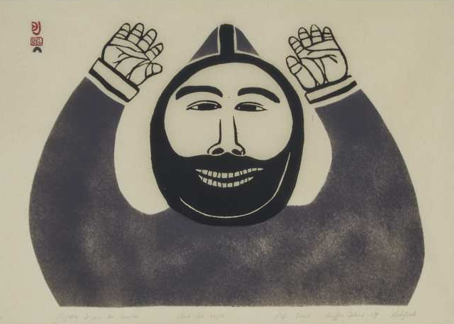 Josephie Pootoogook (b. 1887). JOYFULLY I SEE TEN CARIBOU, 1959