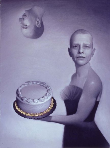 Self-Portrait, 1998 charcoal and pastel with gold leaf  on paper 54 x 38 inches