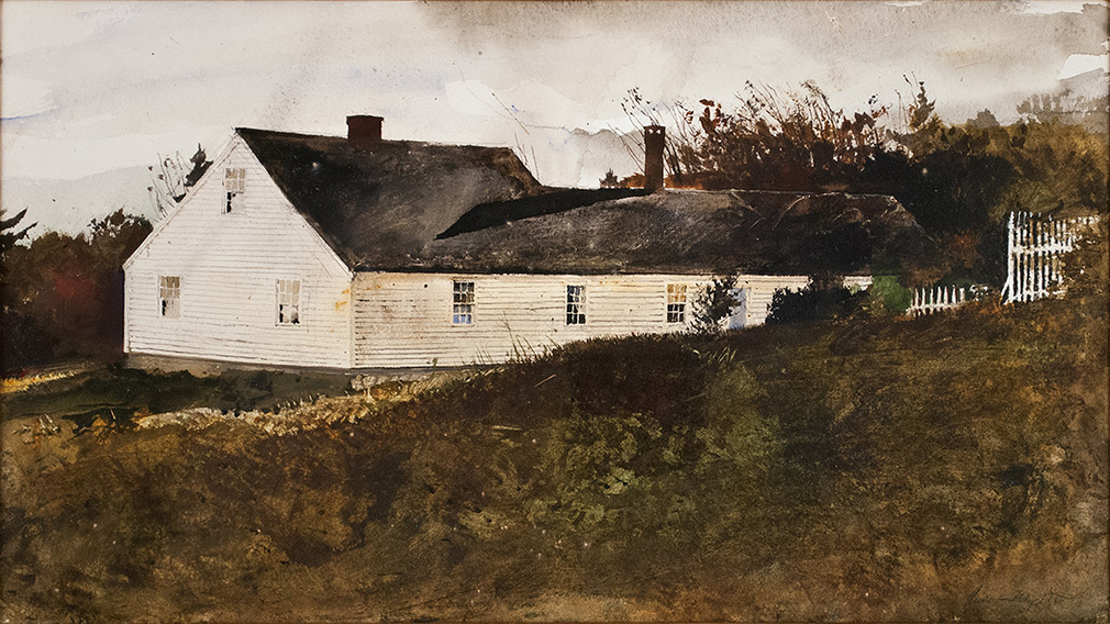 Andrew Wyeth, House on Stone's Point, 1977, watercolor on paper, 12 x 22 1/4 inches