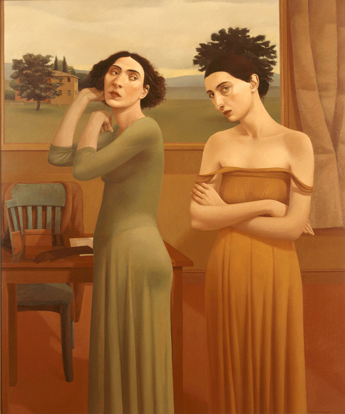 Alan Feltus, Preparing for Evening, 1997, oil on linen, 47 1/4 x 39 3/8 inches