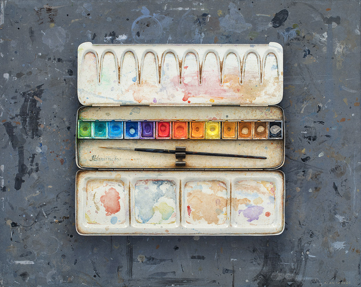 Battlefield (SOLD), 2016, acrylic &amp;amp; oil on panel, 36 1/4 x 45 inches