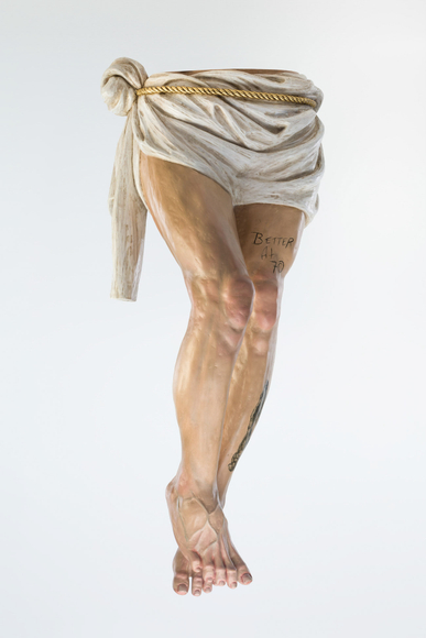 Paul Pfeiffer Incarnator (Pampanga), Legs, 2024 Gmelina wood, paint 40 x 14 x 9 7/8 in. (101.6 x 35.6 x 25.1 cm)