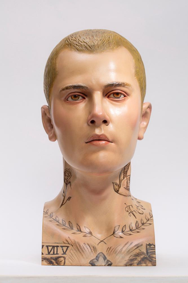 Paul Pfeiffer Incarnator (Pampanga), Head, 2024 Gmelina wood, paint 16 1/4 x 8 1/8 x 8 3/4 in. (41.3 x 20.6 x 22.2 cm)