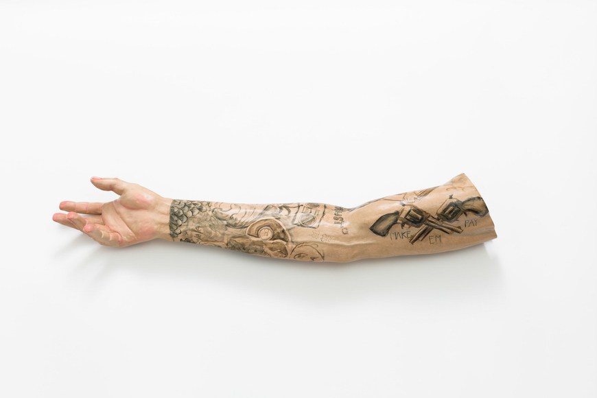 Paul Pfeiffer Incarnator (Pampanga), Right Arm, 2024 Gmelina wood, paint 5 1/2 x 24 3/8 x 5 1/4 in. (14 x 61.9 x 13.3 cm)