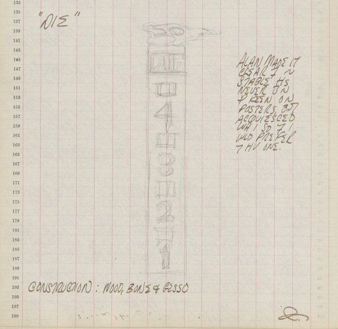 Detail from Robert Indiana's journal page for September 25, 1962, &nbsp;