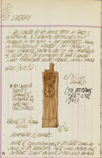 Robert Indiana's journal entry for July 19, 1960 with a sketch of Ge