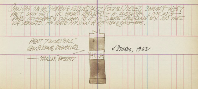 Robert Indiana's journal entry for September 1, 1960, featuring a sketch of Hole
