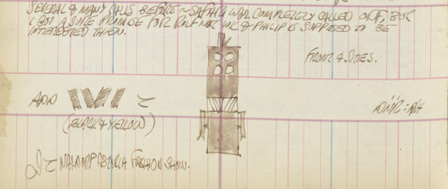 Detail from Robert Indiana's journal entry for September 16, 1960 with a sketch of Zig