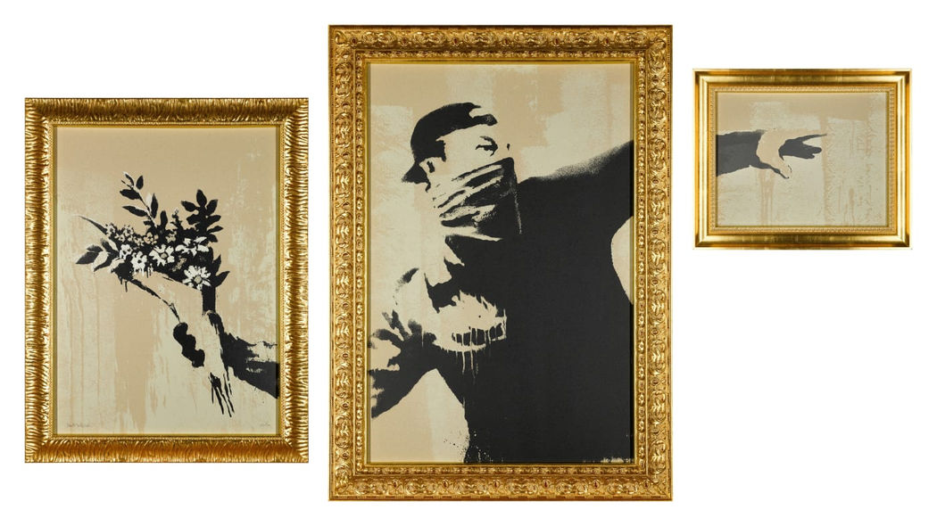 Banksy Flower Thrower Triptych For Sale
