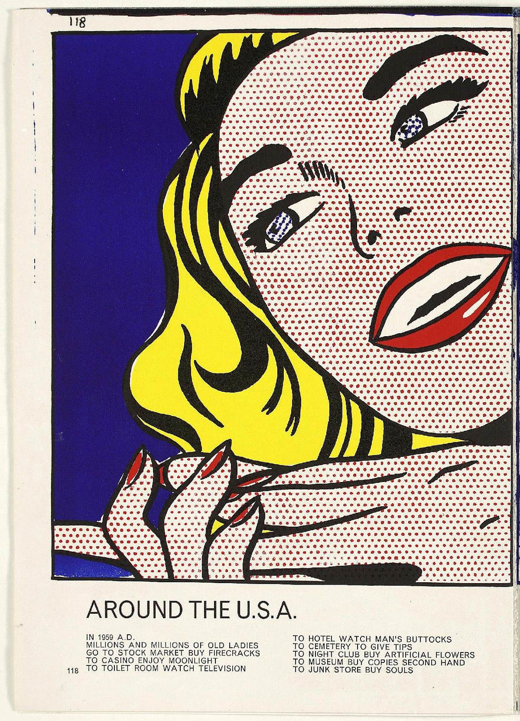 Roy Lichtenstein Girl, the text at the bottom is a poem by Walasse Ting, which was included in the portfolio alongside the artwork.