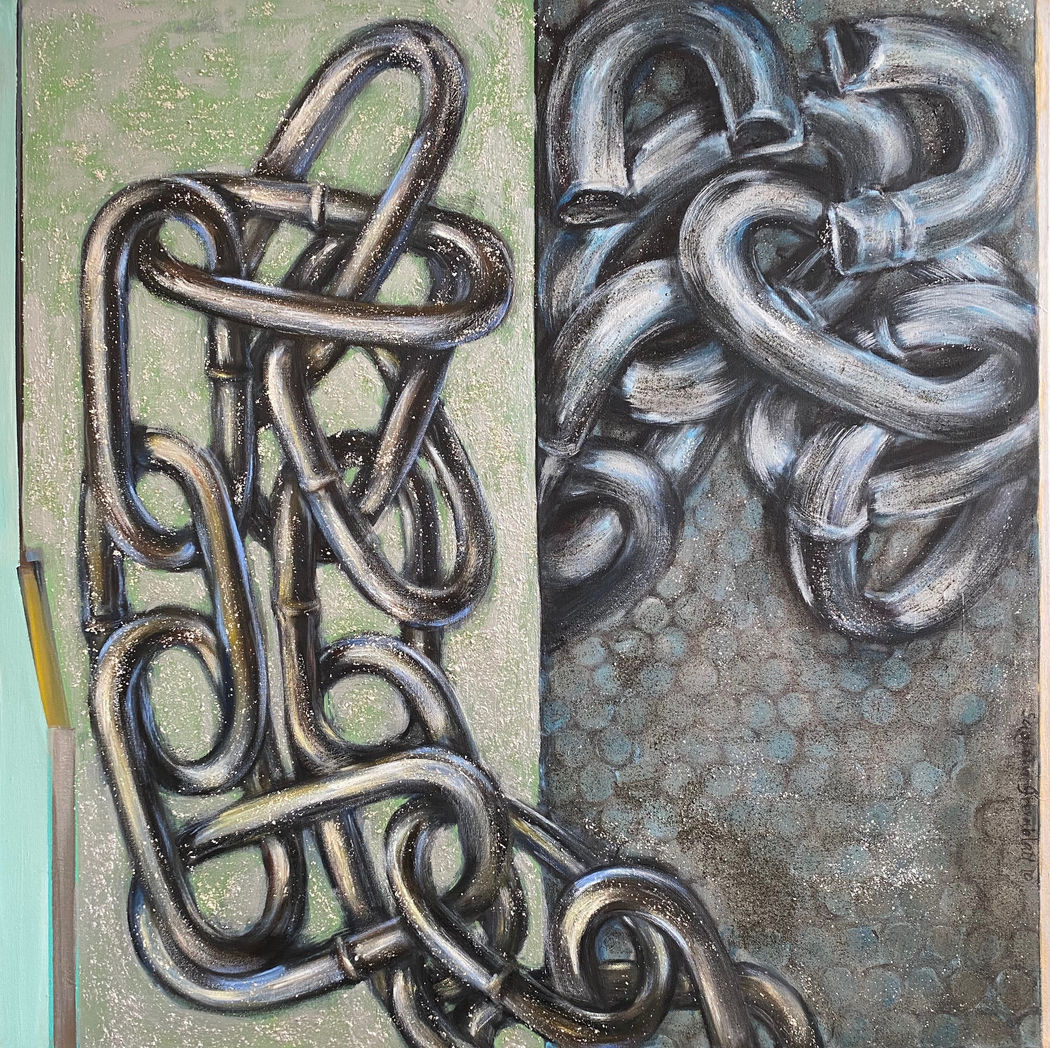 About Turn. 2009. Acrylic on canvas. 100x100cm