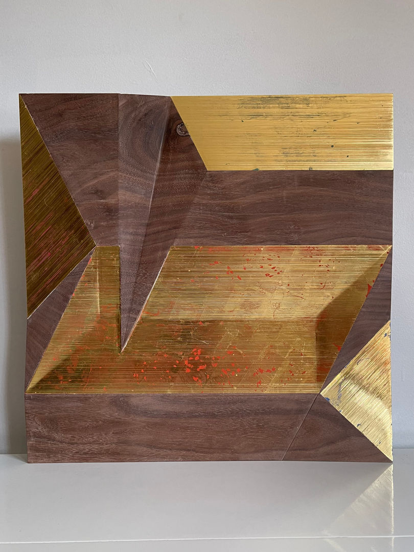 Yoshiaki Mochizuki untitled, 8/8, 2023, 2023 gesso, burnishing clay and gold leaf on black walnut 20.5 x 20.5 inches