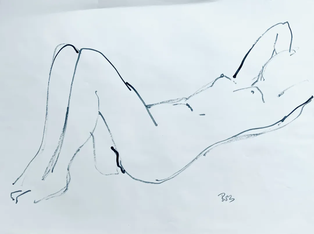 Freeman W. Butts Recline, 1983 Ink on paper 18 x 24 inches Signed lower right