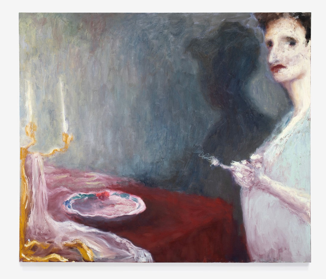 Helia Chitsazan Don't look at me like that, 2023 Oil on canvas 40 x 46 1/4 x 1 in 101.6 x 117.5 x 2.5 cm