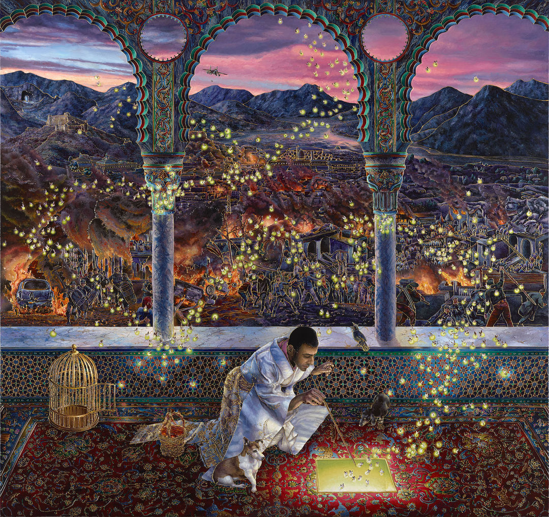 Ode to the country without a post office, 2019-2020 Acrylic liner and enamel on birch wood 80 x 85 cm