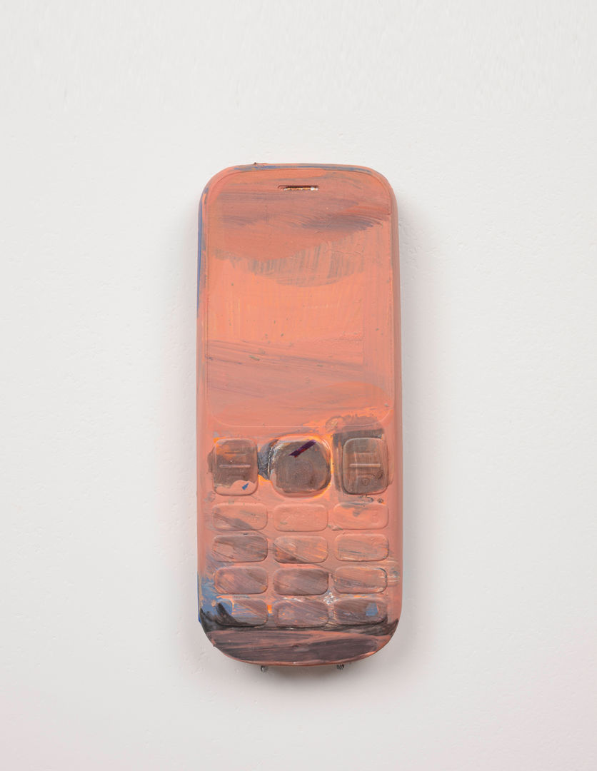 Hayley Tompkins Tele and Data I, 2015 Gouache, found object 1.5 x 11 x 4.4 cm