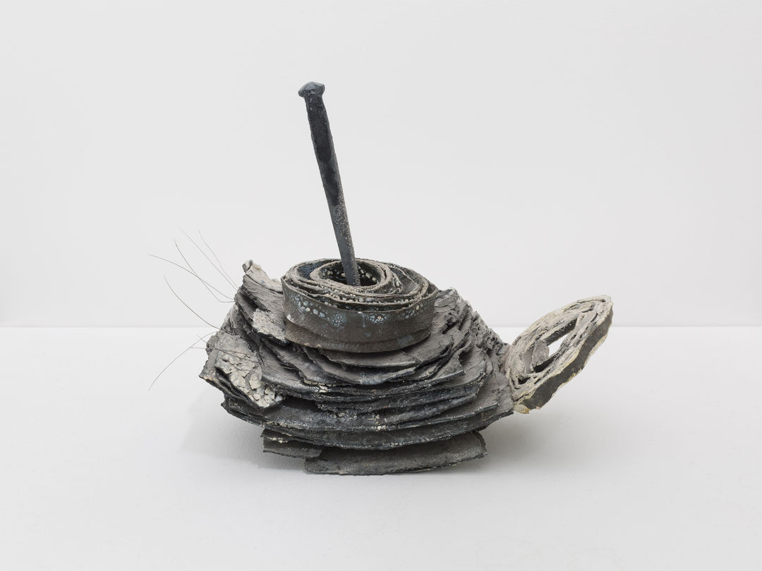 Gillian Lowndes Scrollscape with Nail, 2003 fired mixed media 18 x 16.8 x 7.6 cm