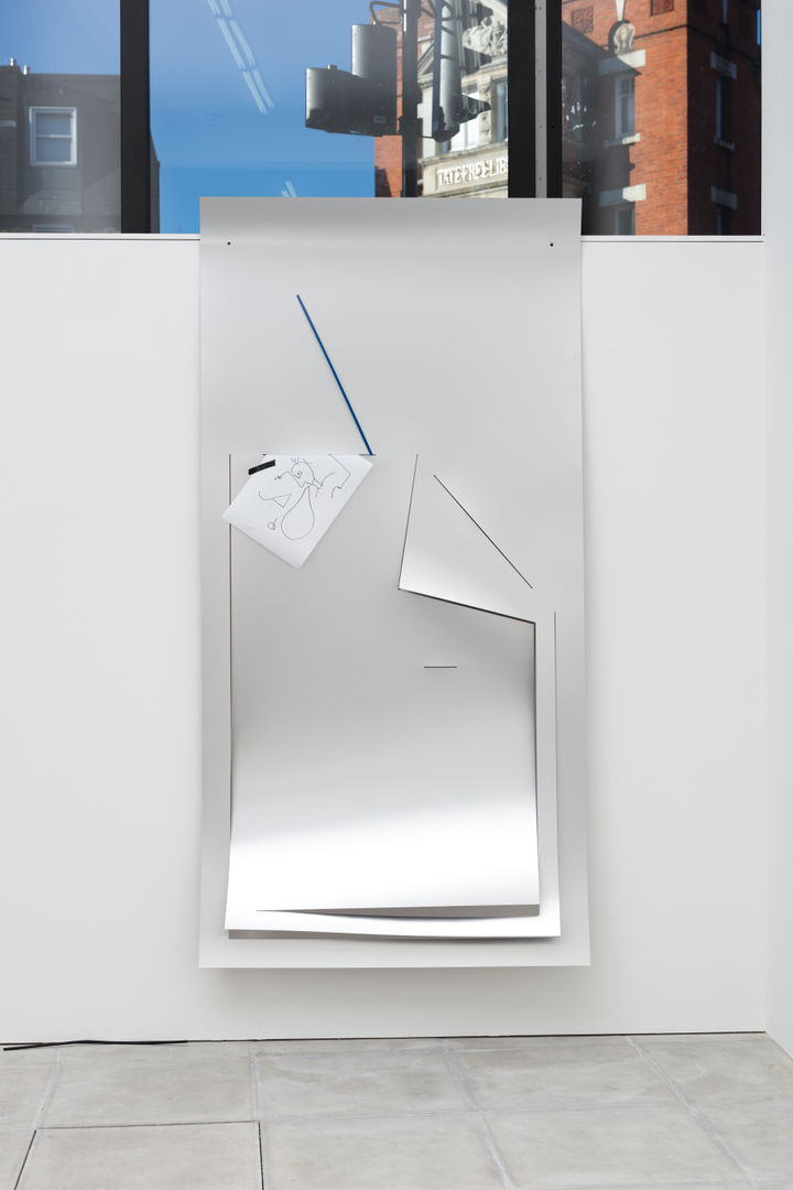 Beatriz Olabarrieta Multiple Mother, 2017 Aluminium laminate, photocopy drawing, tape 243 x 122 x 21 cm