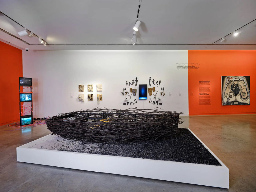 Motohiro Takeda’s “Nights in April (Ark)” (2025), part of the Bronx Museum’s AIM Biennial, inspired by his grandfather’s memorial in Japan.Credit...via The Bronx Museum; Photo by Argenis Apolinario