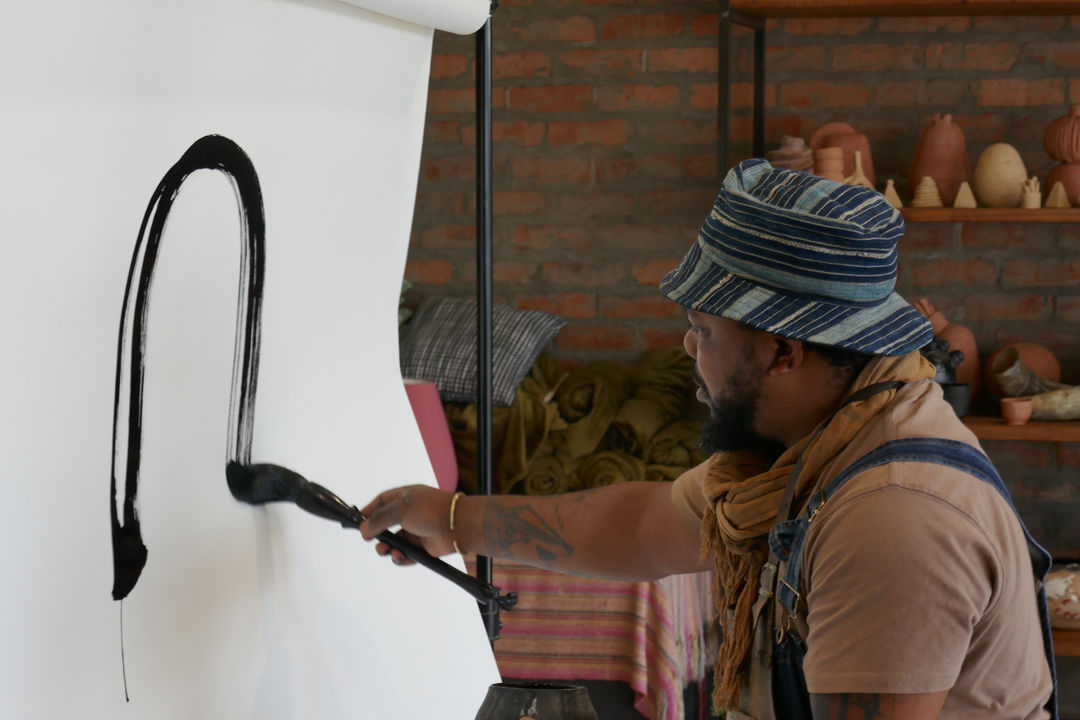 Andile Dyalvane in his studio, September 2023 | Photos & Videos | Almas Art Foundation