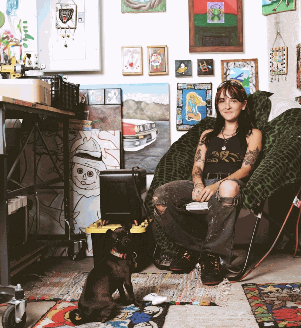 photo of the artist in her studio