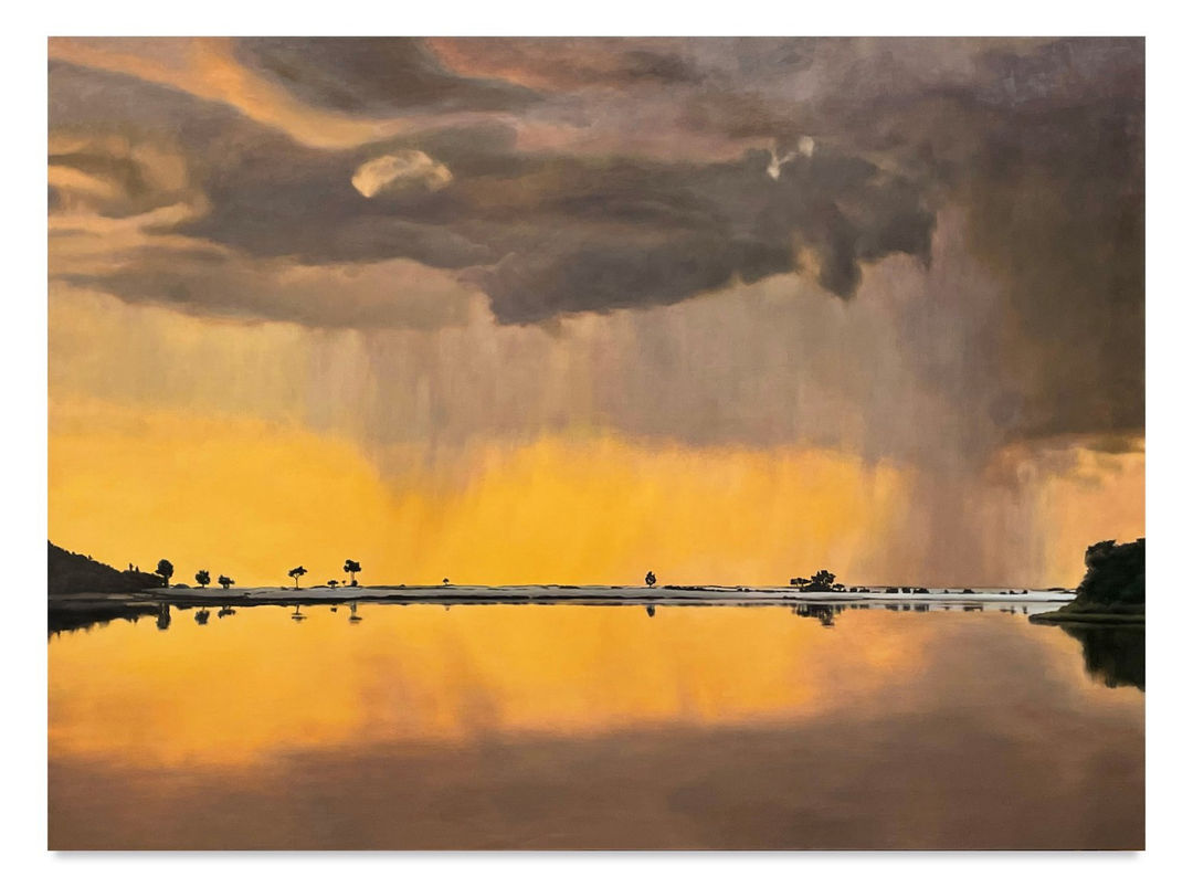 April Gornik, Storm Suspended by Light, 2022, Oil on linen, 74 x 104 inches, 188 x 264.2 cm