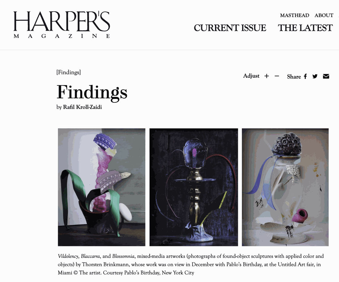 Thorsten Brinkmann Featured in Harper's Magazine
