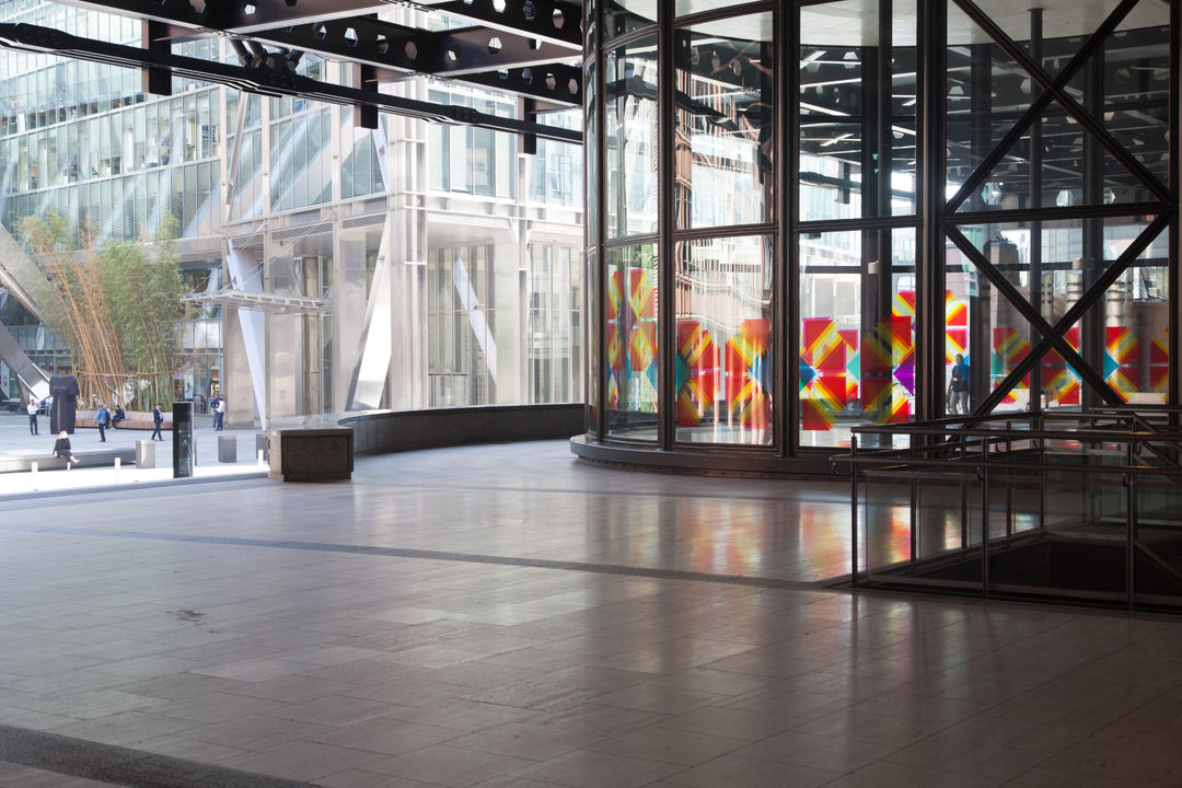 Kaleidoscope, 2018 Site-specific vinyl window installation Dimensions vary Created for Exchange House, Broadgate, London, UK.