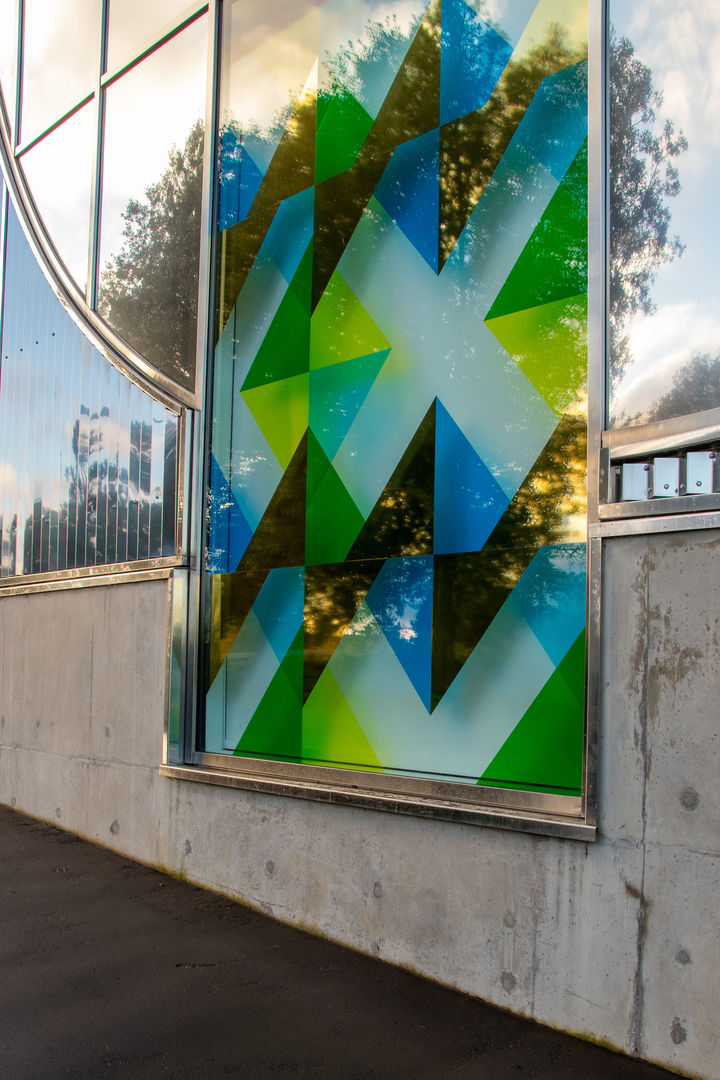 Scattered Memories, 2020 Site-specific vinyl window installation Overall dimensions: 3.6 m x 2.4 m (approx) Created for MK Calling Exhibition at MK Gallery, Milton Keynes