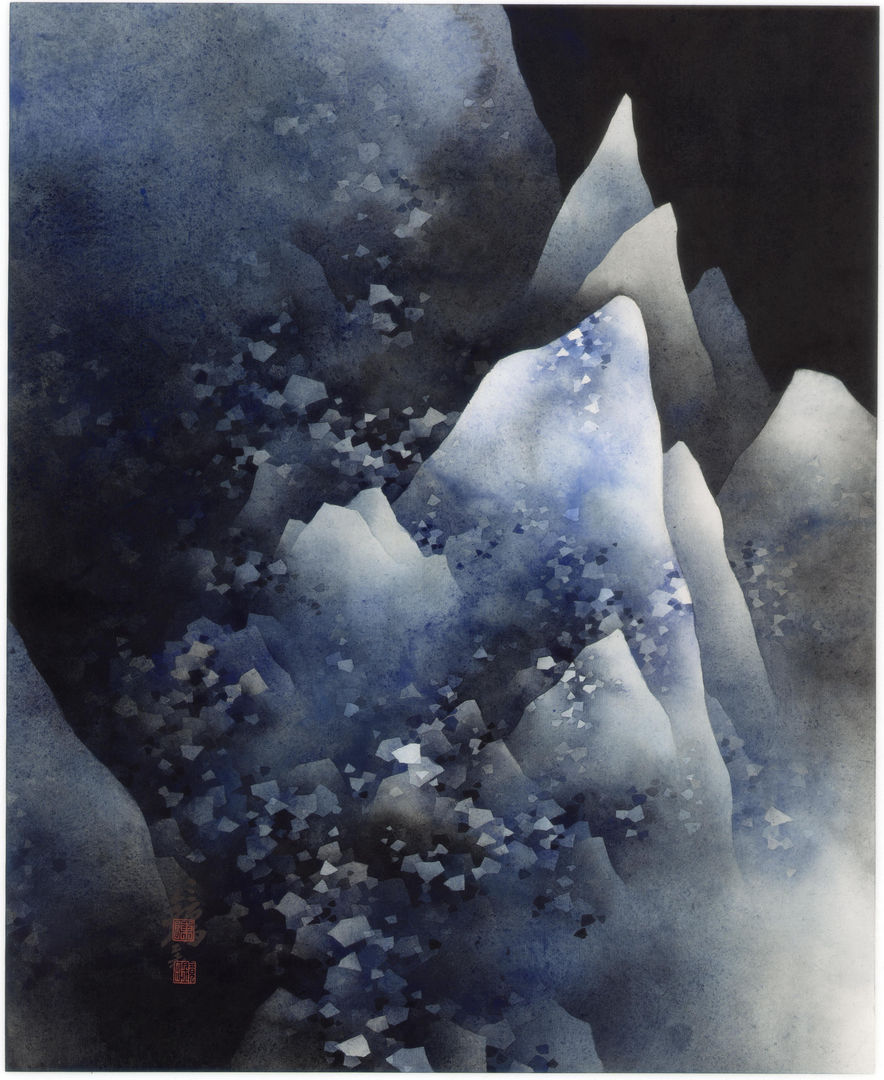 Wandering mind over Qingshan 飛緒繞青冥, 2015 Ink and Colour on Paper 96 x 52 cm