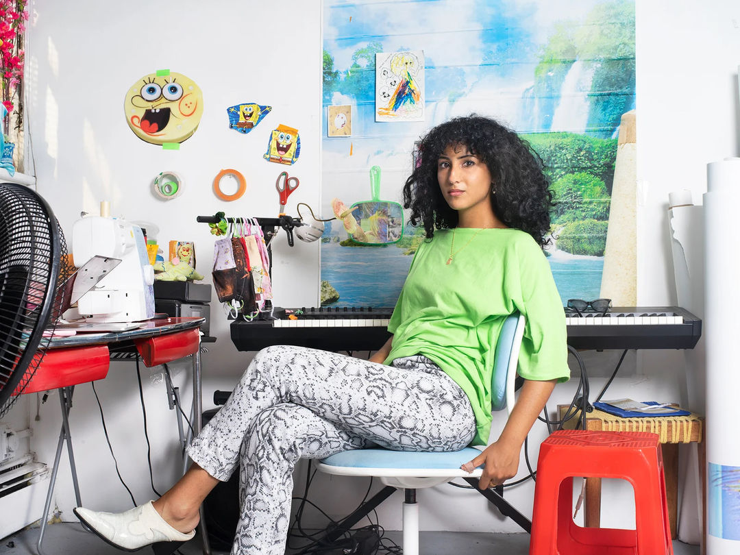 Farah Al Qasimi in her studio, 2020. Photo by the artist.