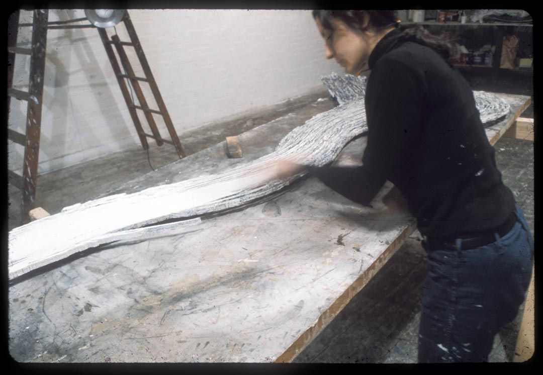 Rosemarie Castoro working on Brushstrokes in her studio, New York, 1972