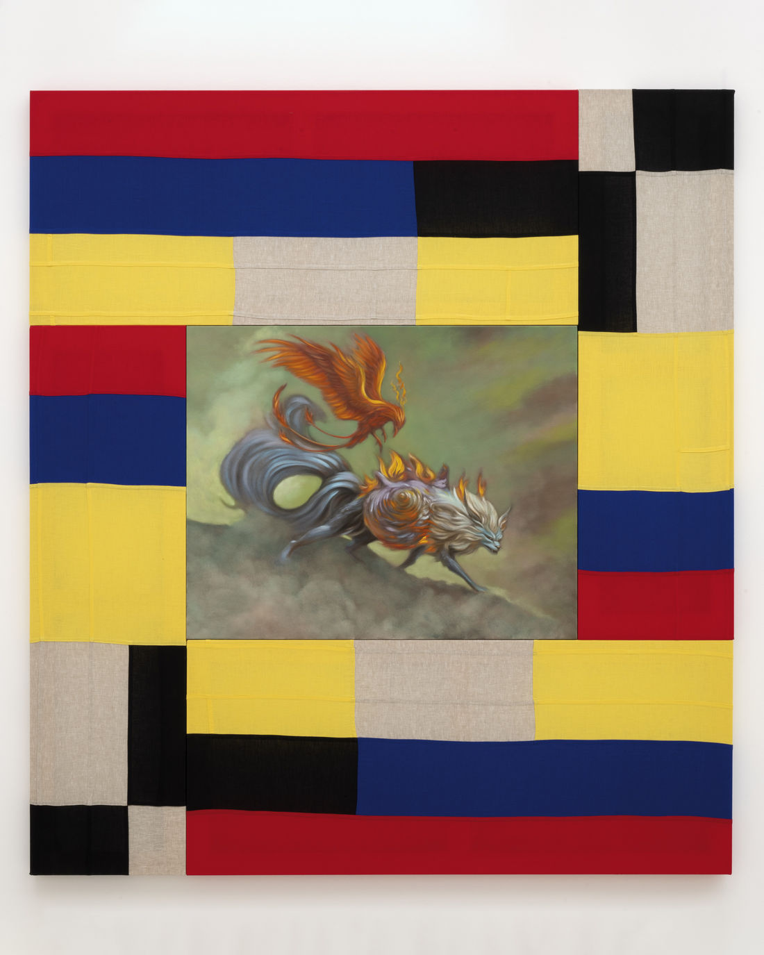 Resilience: 4 Ways of Knowing, 2024 Oil on linen with sewn fabric 200 x 180 cm (78.74 x 70.87 in)