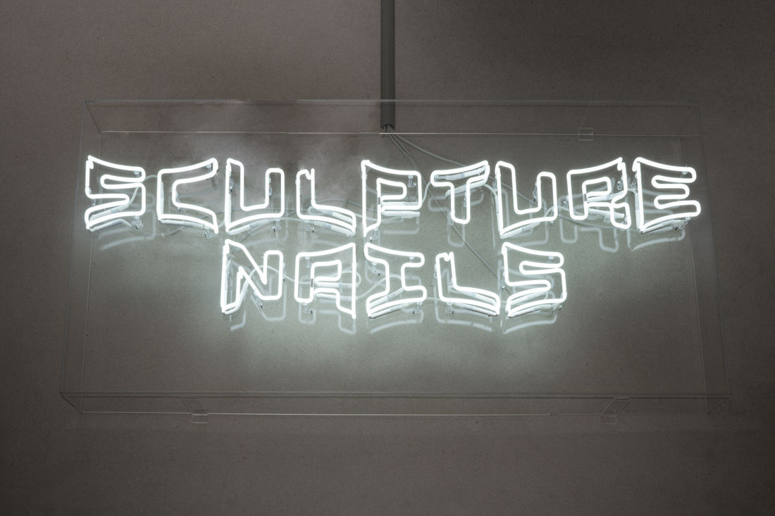 Sylvie Fleury SCULPTURE NAILS, 2024 Neon on plexiglass box 12 x 200 x 100 cm (4.72 x 78.74 x 39.37...