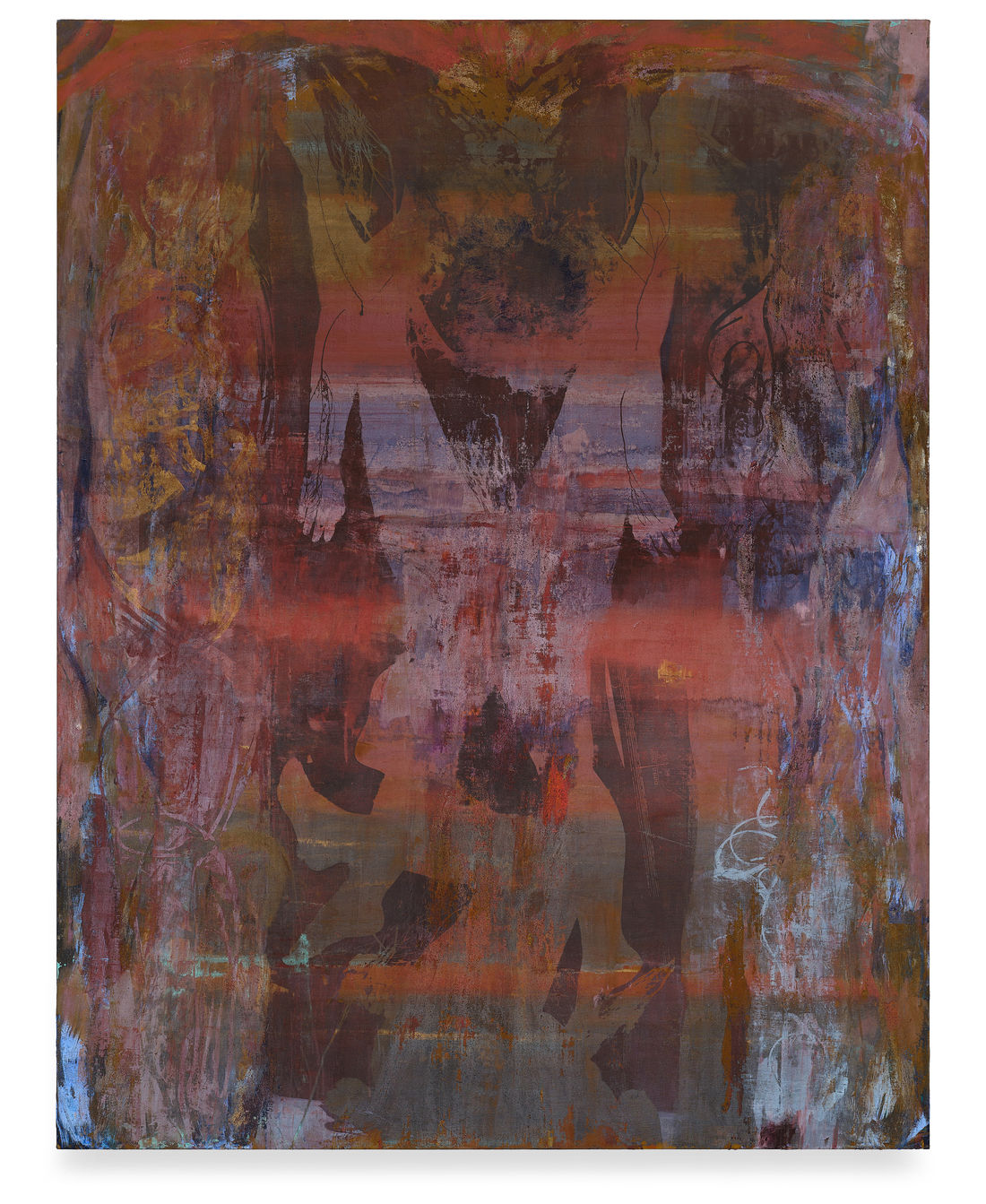 Olga Grotova Morning Star, 2024 Vermillion, natural pigments, soil and photograms on linen 220 x 170 cm (86.61 x 66.93...